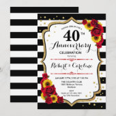 40ste verjaardag - Rode Rozen Zonnebloemen Kaart (Voorkant / Achterkant)