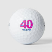 40ste verjaardag roze auto's 40 jaar initiaal golfballen (Voorkant)