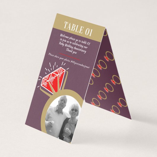 40ste verjaardag Ruby Gold Ring Twee foto's Kaart (Achterkant)