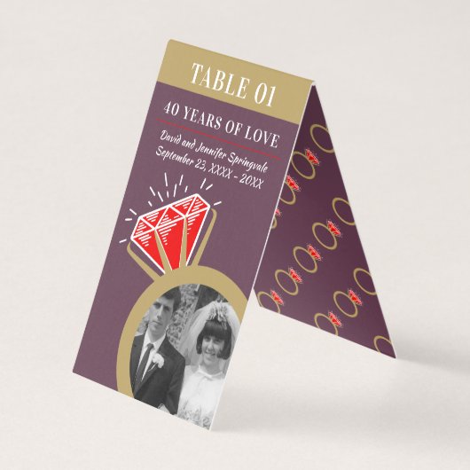 40ste verjaardag Ruby Gold Ring Twee foto's Kaart (Voorkant)