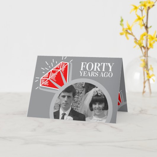 40ste verjaardag Ruby Ring nu dan foto Kaart (Gele Bloem)