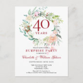 40ste Verjaardag Surprisefeest Rozen Guirlande Aankondigingskaart (Voorkant)