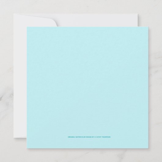 40ste verjaardag Turquoise Blauwe Bloemen Aquarel Kaart (Achterkant)