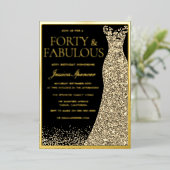 40ste verjaardag van de veertig & fantastische gou folie uitnodiging (Staand Voorkant)