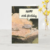 **40ste VERJAARDAG** WENSEN VAN KOMISCHE SCHILDPAD Kaart (Gele Bloem)