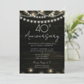 40ste Verjaardagsfeest Roestige Houten Lichten Kaart (Staand voorkant)