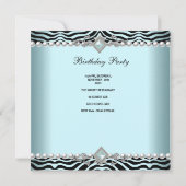40ste verjaardagsfeest zebra turquoise blauw witte kaart (Achterkant)