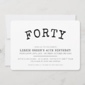 40ste verjaardagsfeestje eenvoudig modern minimaal kaart (Voorkant)