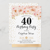40ste verjaardagsfeestje - gouden bloemen kaart (Voorkant / Achterkant)