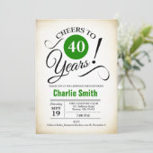 40ste verjaardagsfeestje - Groen Zwart Wit Kaart (Staand voorkant)