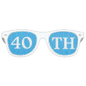 40ste verjaardagsfeestje gunst koel blauw wit retro zonnebril (Voorkant)