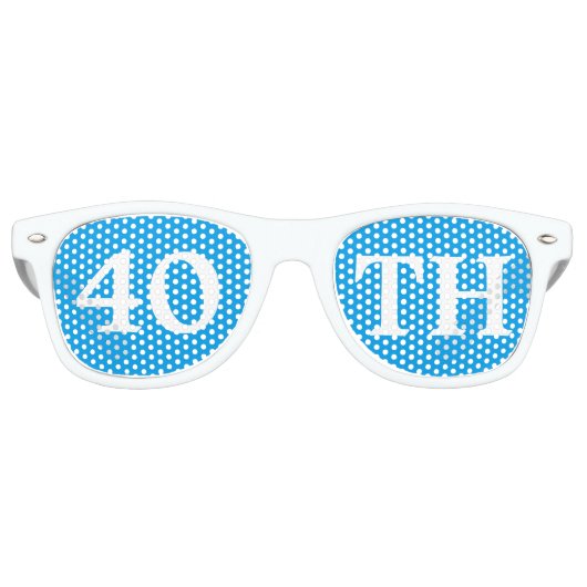 40ste verjaardagsfeestje gunst koel blauw wit retro zonnebril (Voorkant)