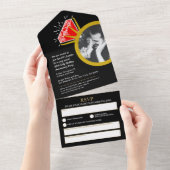 40ste verjaardagsfeestje robijn rode ring all in one uitnodiging (Afscheurbaar)