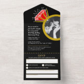 40ste verjaardagsfeestje robijn rode ring all in one uitnodiging (Binnen)