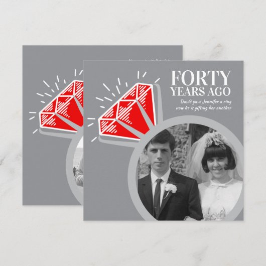 40ste verjaardagsfeestje robijnen ring nu dan foto kaart (Voorkant / Achterkant)