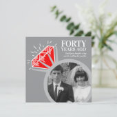 40ste verjaardagsfeestje robijnen ring nu dan foto kaart (Staand voorkant)