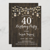 40ste verjaardagsfeestje - rustiek hout kaart (Voorkant / Achterkant)