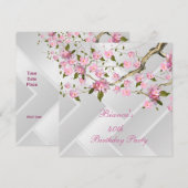 40ste verjaardagsfeestje Witte Roze Bloesems bloem Kaart (Voorkant / Achterkant)