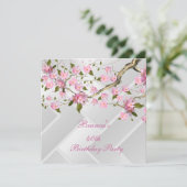 40ste verjaardagsfeestje Witte Roze Bloesems bloem Kaart (Staand voorkant)