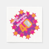 40ste verjaardagsfoto en noem roze sterluiers servetten (Voorkant)