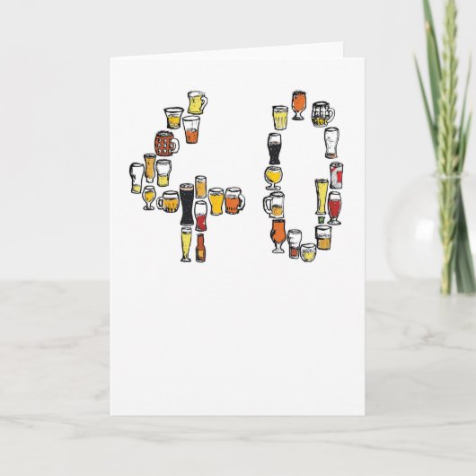 40ste verjaardagskaart, bierkaart kaart (Voorkant)