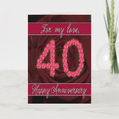 40ste verjaardagskaart met rozen en bladeren kaart (Voorkant)