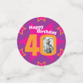 40ste verjaardagsster roze sinaasappel papier conf confetti (Kleine voorkant)