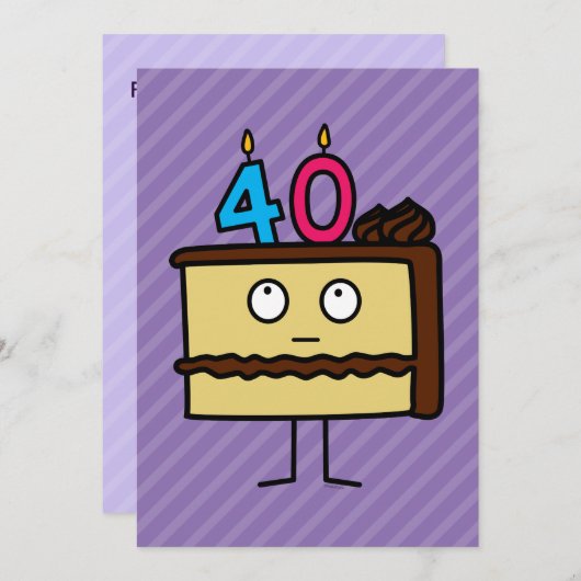 40ste verjaardagstaart met kaarsen Chocolade ijsje Kaart (Voorkant / Achterkant)