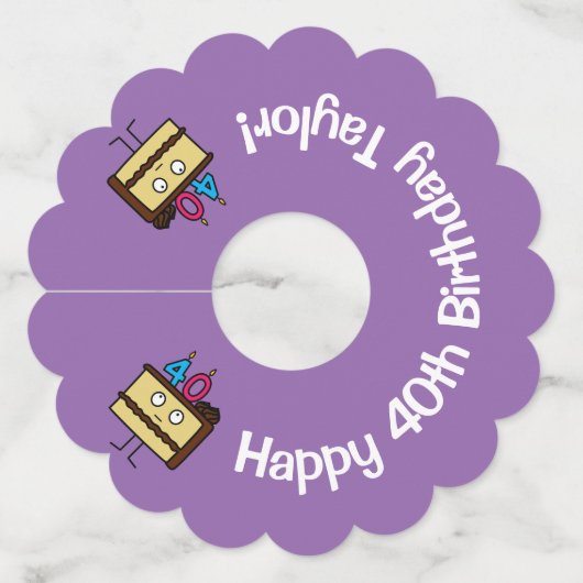 40ste verjaardagstaart met kaarsen Chocolade ijsje Wijnglaslabel (Voorkant)