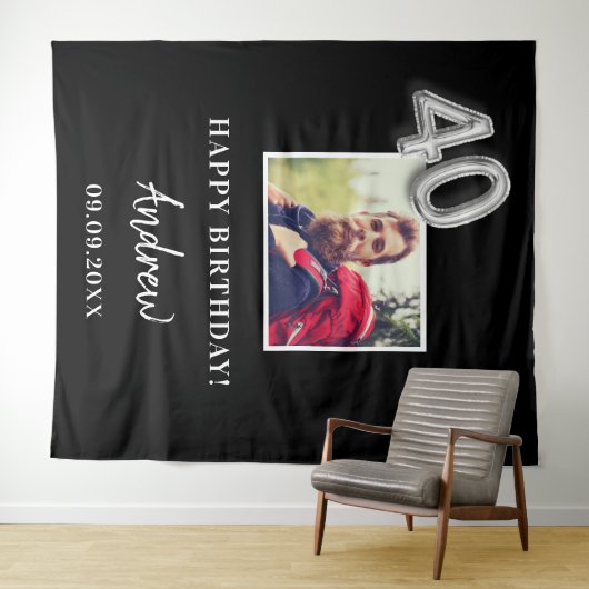 40ste verlichtingspartij zwart foto naam man wandkleed (In Situ (horizontaal))