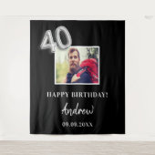 40ste verlichtingspartij zwart foto naam man wandkleed (Voorkant)