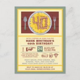 40ste verparty voor mannen leuke bacon thema uitnodiging briefkaart