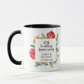 40ste weddenschap Jubileum Gift - Ruby Red Roses Mok (Links)