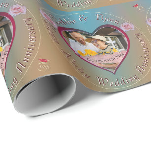 40th,15th Ruby Photo Wedding Jubileum Cadeaupapier