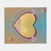 40th,15th Ruby Photo Wedding Jubileum Fleece Deken (Voorkant (Horizontaal))