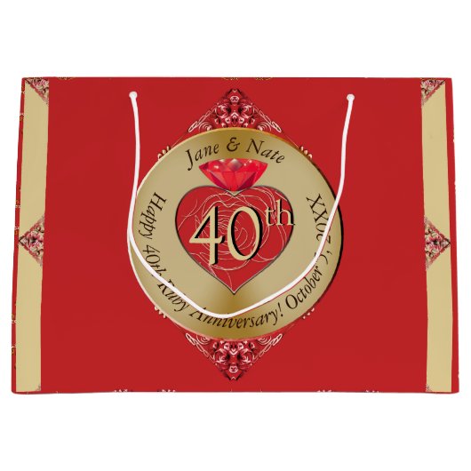 40th/15th Ruby Red Groot Cadeauzakje (Voorkant)