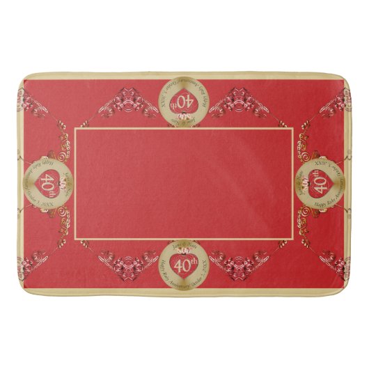 40th/15th Ruby Red Wedding Jubileum Badmat (Voorkant)