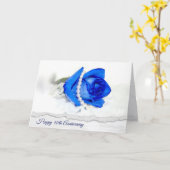 40th Anniversary Blue Rose and Pearls Kaart (Gele Bloem)