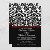 40th Anniversary Damask Uitnodiging Merlot Rood (Voorkant / Achterkant)