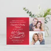 40th Anniversary Hearts JAAR IN FOREVER 2 Foto Kaart (Staand voorkant)