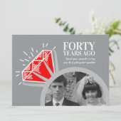 40th Anniversary Party Red Ruby Ring Foto Grafisch Kaart (Staand voorkant)
