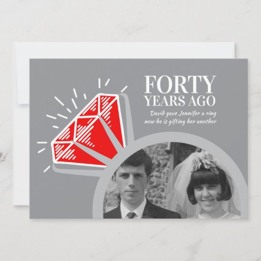 40th Anniversary Party Red Ruby Ring Foto Grafisch Kaart (Voorkant)