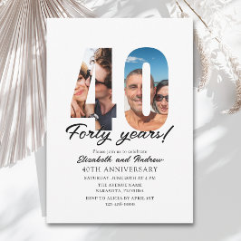 40th Anniversary with Photo Minimalist Kaart