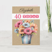 40th Any Age Gerberas bloemen roze verjaardag Kaart (Voorkant)