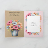 40th Any Age Gerberas bloemen roze verjaardag Kaart (Binnen)