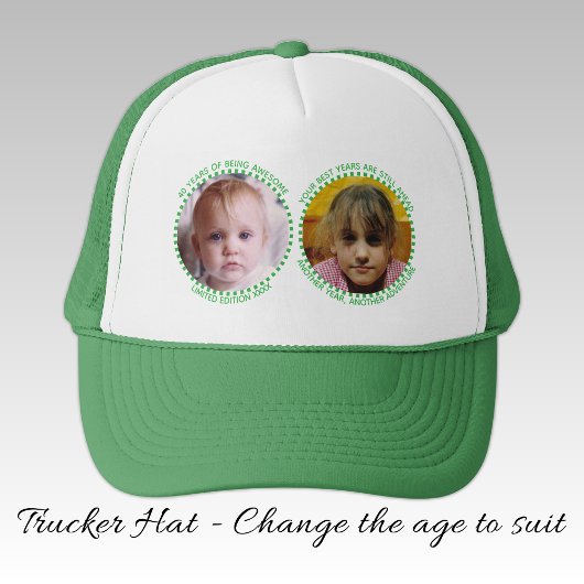 40th 'any age' milestone 2 photo green white trucker pet