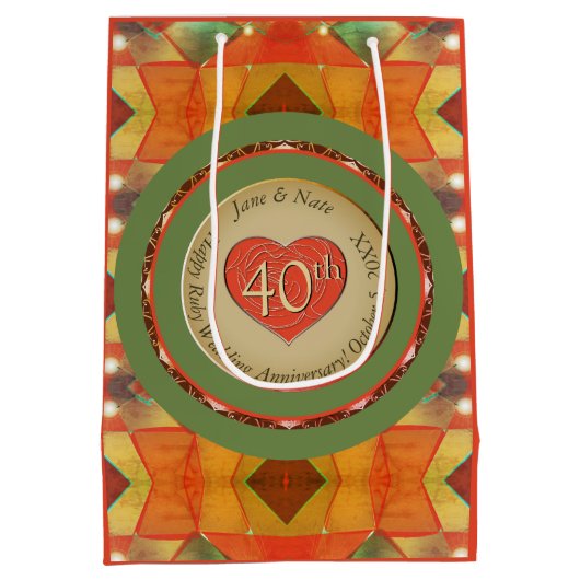 40th/Any Wedding Jubileum inpakpapier Medium Cadeauzakje (Achterkant)