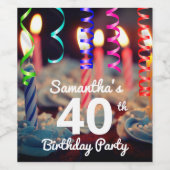 40th/any year verjaardagsfeestflesetiketten wijn etiket (Enkel label)