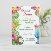 40th Bday Tropical Summer Dine & Cocktail Party  Kaart (Staand voorkant)