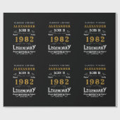 40th Birthday 1982 Black Gold Naam toevoegen Legen Cadeaupapier (Vlak)